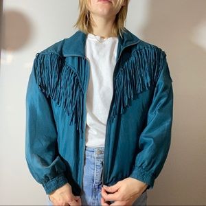 Vintage Fringe Windbreaker/Bomber Teal
